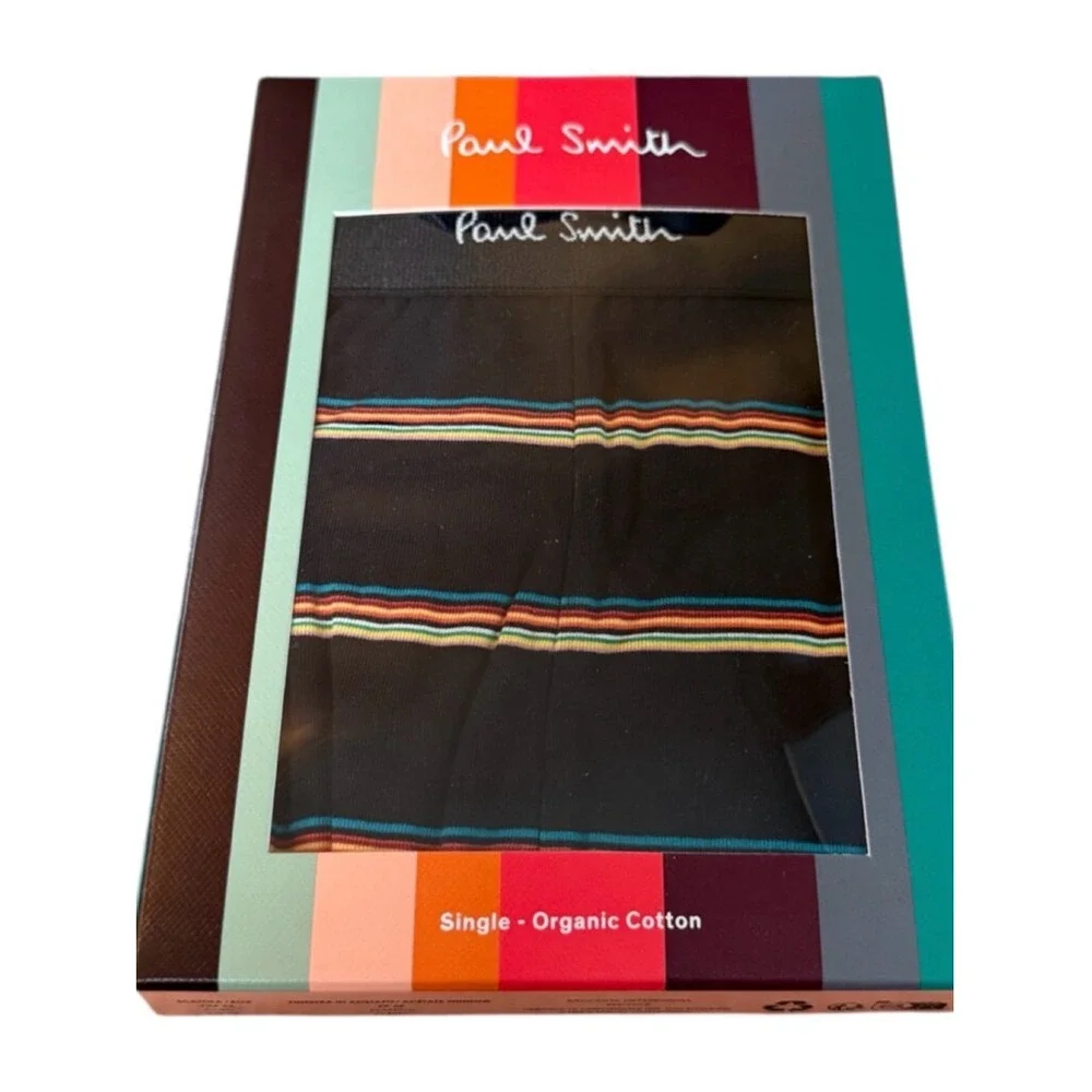 Paul Smith Mens Small Boxer Briefs Navy‎ Blue Striped Standar Trunk Black